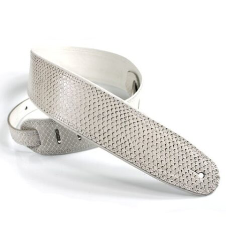 Гитарный ремень 2.5″ Rolled Edge Scale Embossed White