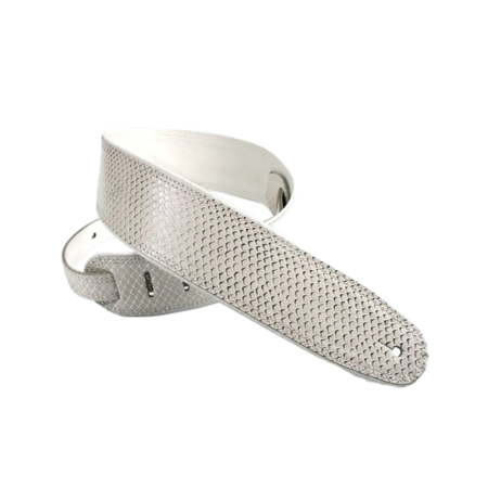 Гитарный ремень 2.5″ Rolled Edge Scale Embossed White